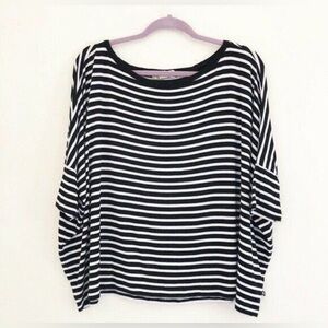 Michael Kors Black and White Striped Dolman Top